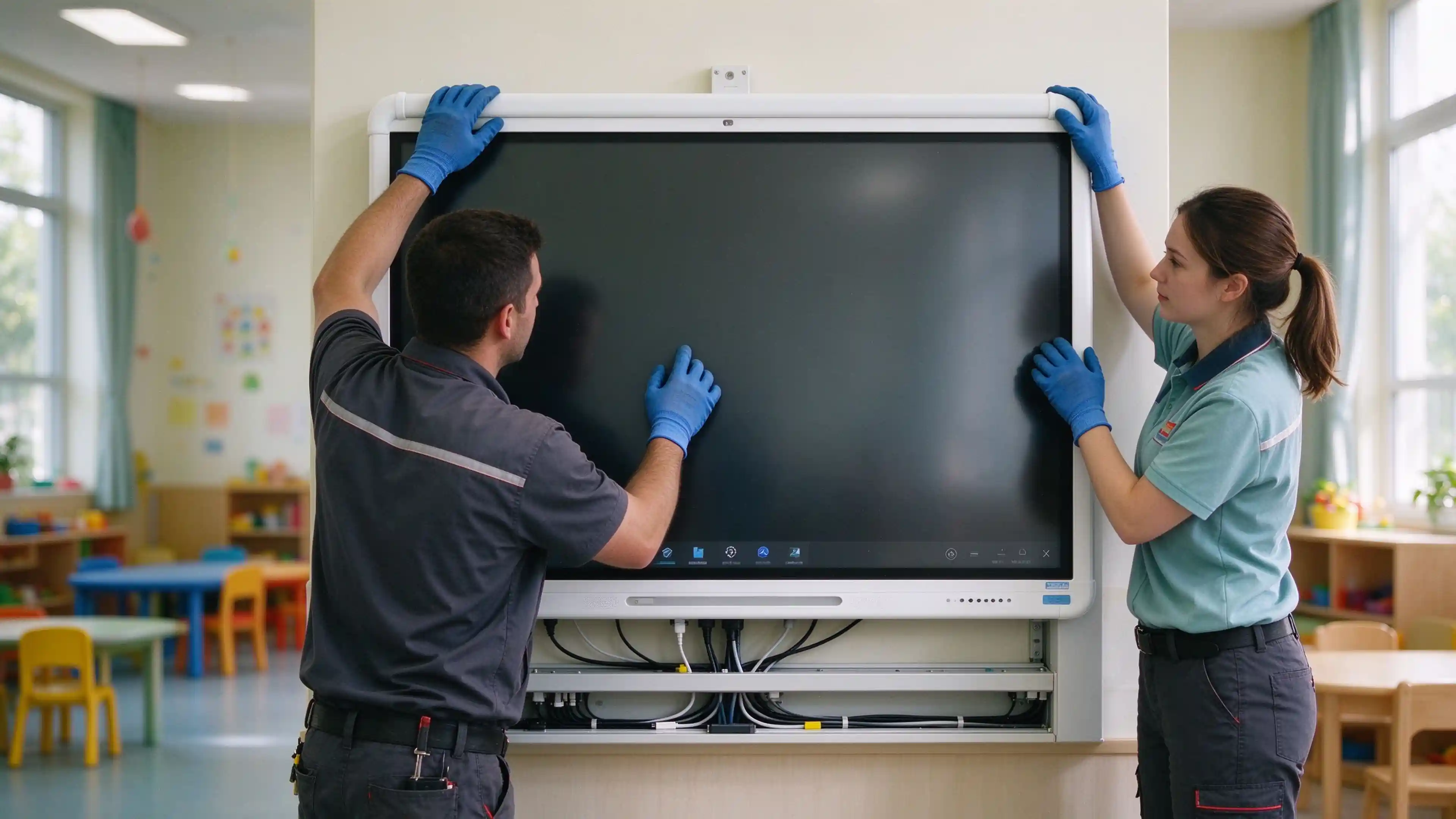 Preschool classroom interactive whiteboard installation safety