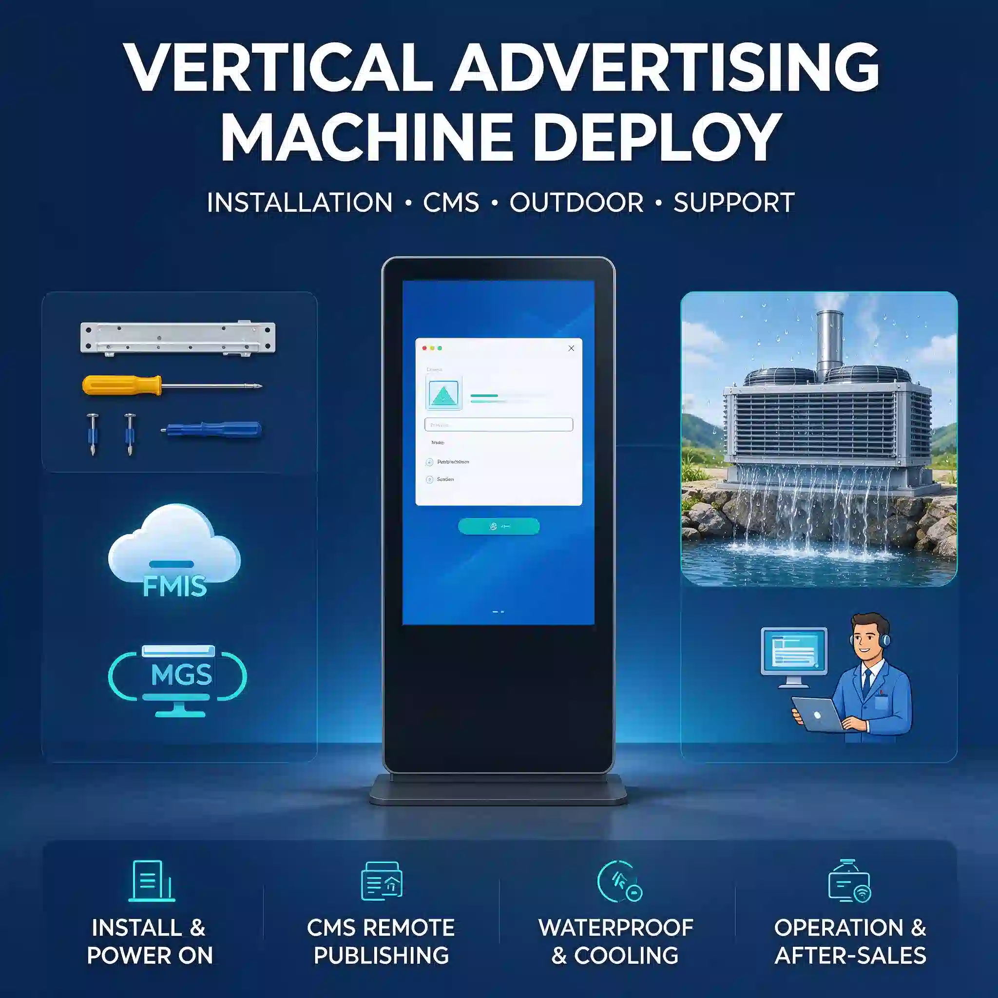 Vertical Advertising Machine Deploy: Installation & CMS Guide